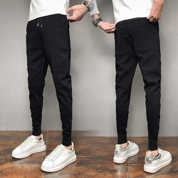 Pantalones casuales de hip hop para hombre, mallas ajustadas, color negro, talla 36-28