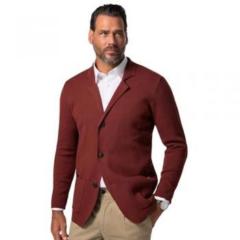 Baumwoll-/Polyester‑Strickshirt für Herren, Braun, 7XL, JP1880 – FLEXNAMIC® Business Milano