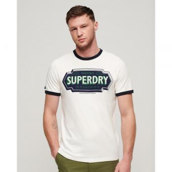 Maglietta Superdry Ringer Workwear Graphic maniche corte bianco e blu