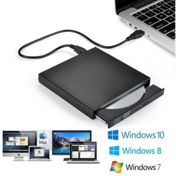 Schwarzes USB‑CD‑RW/DVD‑R Combo-Laufwerk Blingco