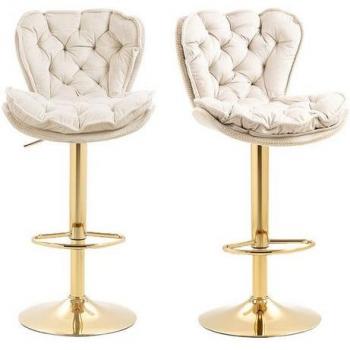 Chaise confortable OKWISH avec repose-pieds et tissu velours