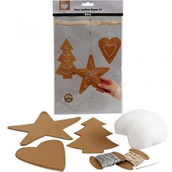 Kunstleder Kerstversieringen, 0,55 mm, Natuurlijk, 1 Set