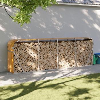Étagère à bois de chauffage extérieur marron clair 300x45x100 cm acier galvanisé