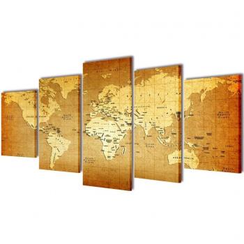 Canvas Wall Art Set World Map 100 x 50 cm vidaXL