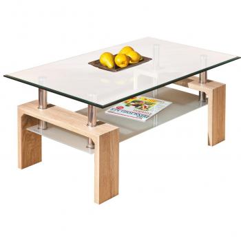 Inter Link 19400020 Wohnzimmertisch Glas Sonoma-Eiche 110 x 60 cm