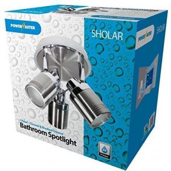 Aluminum GlowMaster 3‑Spotlight Kit – Indoor Bathroom, GU10, Chrome Trim