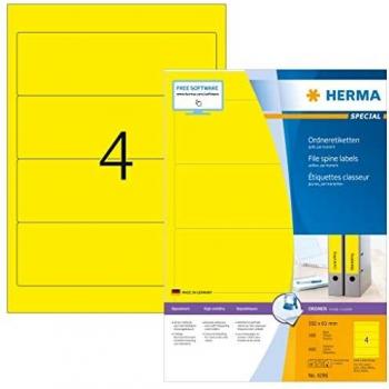 Herma No. 4296 Universal Yellow Self-Adhesive File Labels A4 Size 192 x 61 mm