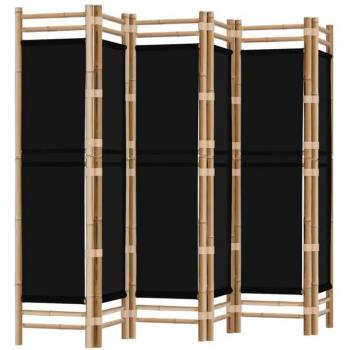 Biombo de Bambú y Lona Negra 240 cm