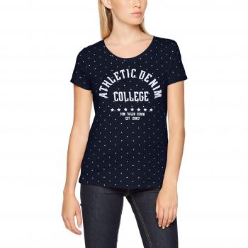TOM TAILOR DENIM Damen T-Shirt Lässig Fit mit Minimaldruck Blau