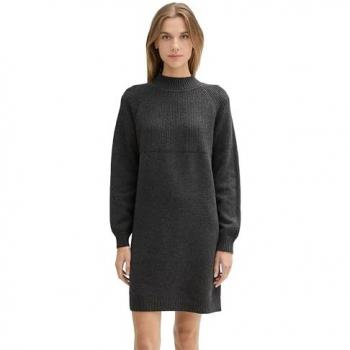 Vestito Corto Tom Tailor Grigio Melange A Maniche Lunghe XL