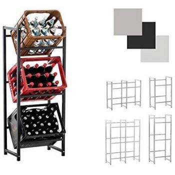 CLP Getränkekistenständer LENNERT I Platzsparender robuster Kistenständer für Getränkekisten I Grau, M