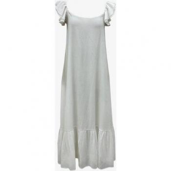 Gini London Women's White Viscose Ruffle Maxi Dress, Short Sleeve, Size 12