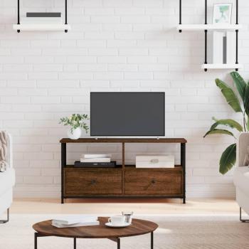 Meuble TV 90x33x45 cm chêne marron en bois d'ingénierie et fer