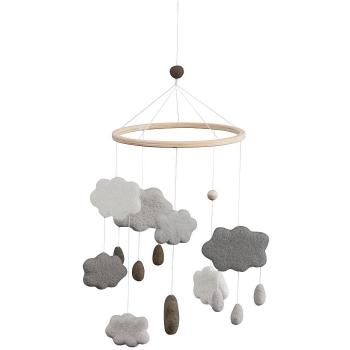 Sebra Wolken-Babymobile aus Filz im warmen Grauton