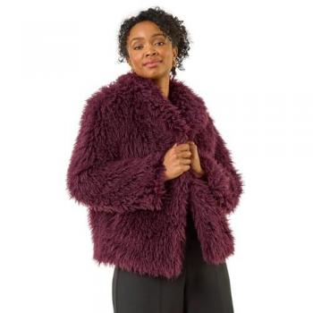 Roman Petite Red Faux Fur Collar Dress Coat – 14