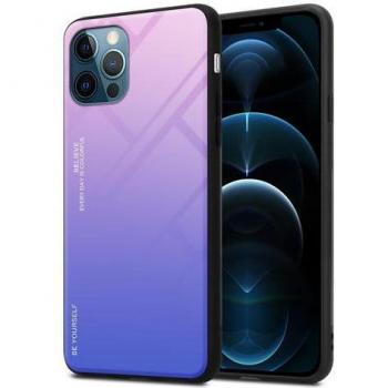 Cocoon Protecteur Rose-Bleu en Silicone TPU + Verre Trempé iPhone 12 Pro Max