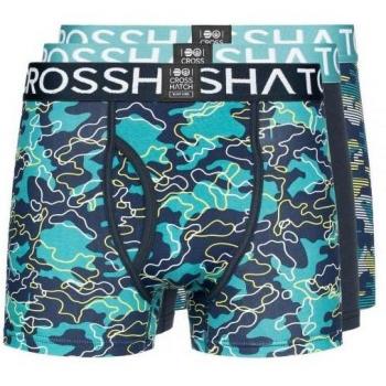 Crosshatch Linamo MVE Open Fly Boxer Shorts, Set van 3, Heren/S, Teal/Blauw Petrol