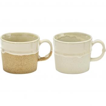 Elegante Mino Ware Becher, 2er-Set, 230 ml, weiß-braun, für Kuchen und Getränke