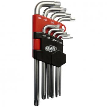 Famex 10788 Kit de clés Torx coudées 9 pièces T10-T50