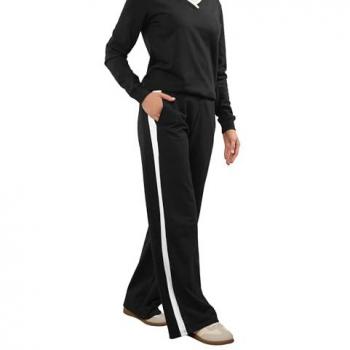 Wide Leg Black Stripe Trousers – Tall & 14XL