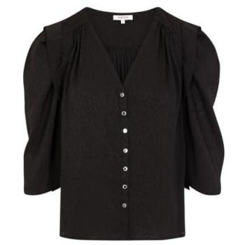 Chemise Noir Femme 3/4 – Coupe Droite