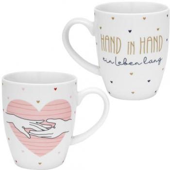 GRUSS & CO Tassen-Set Motiv Hand in Hand ein leben lang