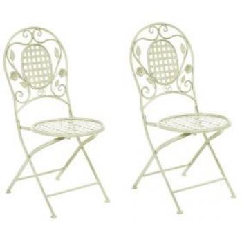 Chaise de jardin pliable en acier vert pastel – Pack 2 pièces BIVIO