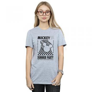 Disney Mickey Mouse Grey Cotton Party Tee for Women