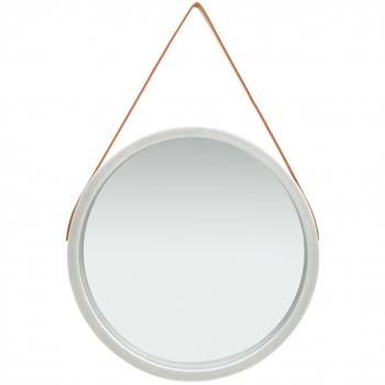 Silver & Brown VidaXL Mirror with Strap