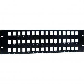 LogiLink 48‑Buchsen Keystone Patchpanel, 3 HE, schwarz, ungeschirmt