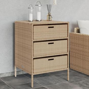 VidaXL Patio Storage Cabinet Beige 21.7x23.2x31.5 Poly Rattan