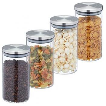 Relaxdays Vorratsdose – 1000 ml, transparent, luftdicht, 4er Pack