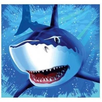Creative Party Paper Shark Luau Beach Party Disposable Napkins (Pack of 16) One Size White/Blue