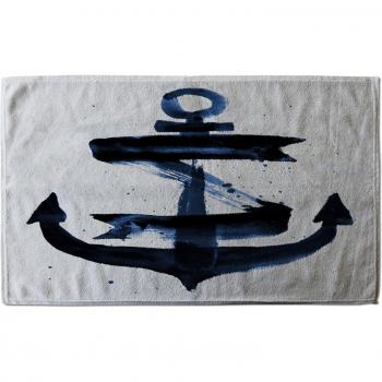 Stylish Blue Watercolour Anchor Towel