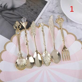 Cuillère à thé Mini Royal – Set de 6 pièces vintage en métal or