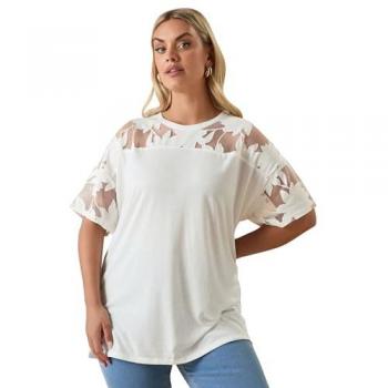 T‑shirt Yours Curve Boxy Burnout coupe boxy, blanc