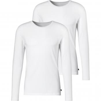HIS Herren Langarmshirt XS Weiß 2er Pack Basic Jersey Unterziehshirt Baumwoll-Mix