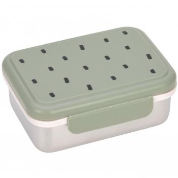 LÄSSIG Scatola per merenda in acciaio inox, Happy Prints light olive