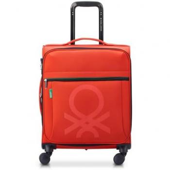 Delsey Paris x Benetton Farbblock 4-Rollen Kabinentrolley Expandierbar 43L orange-rot