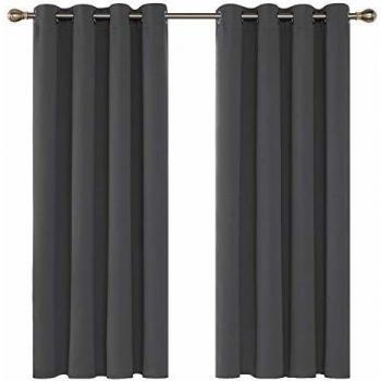 Deconovo Ösen Vorhang 180x140cm Dunkelgrau 2er Set