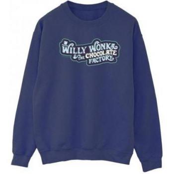 Willy Wonka Ladies' Chocolate Company Emblem Sweatshirt White