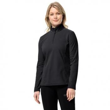 Pile Jack Wolfskin Taunus con mezza cerniera per donna, colore nero, taglia XS
