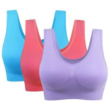 3 Pezzi Reggiseni Sportivi Senza Cuciture per Palestra con Pannelli Rimovibili