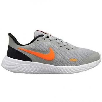 Nike Revolution 5 Kindergeld Laufschuh – lt Smoke Grey mit Total Orange‑Black‑WH, EU 36.5