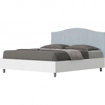 Suite Blanca: Cama Doble con Contenedor y Cabecero Microfibra Azul