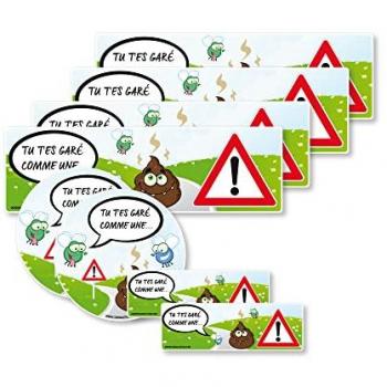Lot 8 stickers « Garé comme une merde » pour vitres de voiture