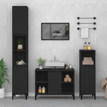 Juego de baño 3 piezas madera negra multicapa