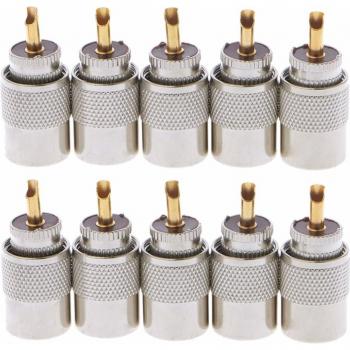 10 Pcs UHF PL-259 Male Solder Connectors for RG8X Coaxial Cable