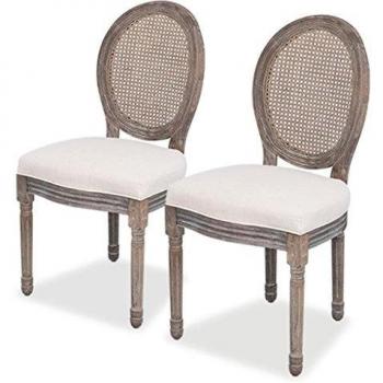 Sillas de Comedor 2 Unidades Lino y Ratán vidaXL