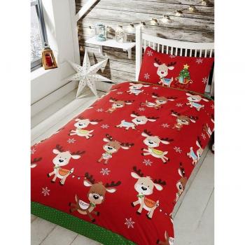 Festive Rudolph Red Duvet Cover for Single Beds